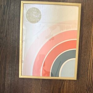 Modern Rainbow Glass Art with Gold Frame